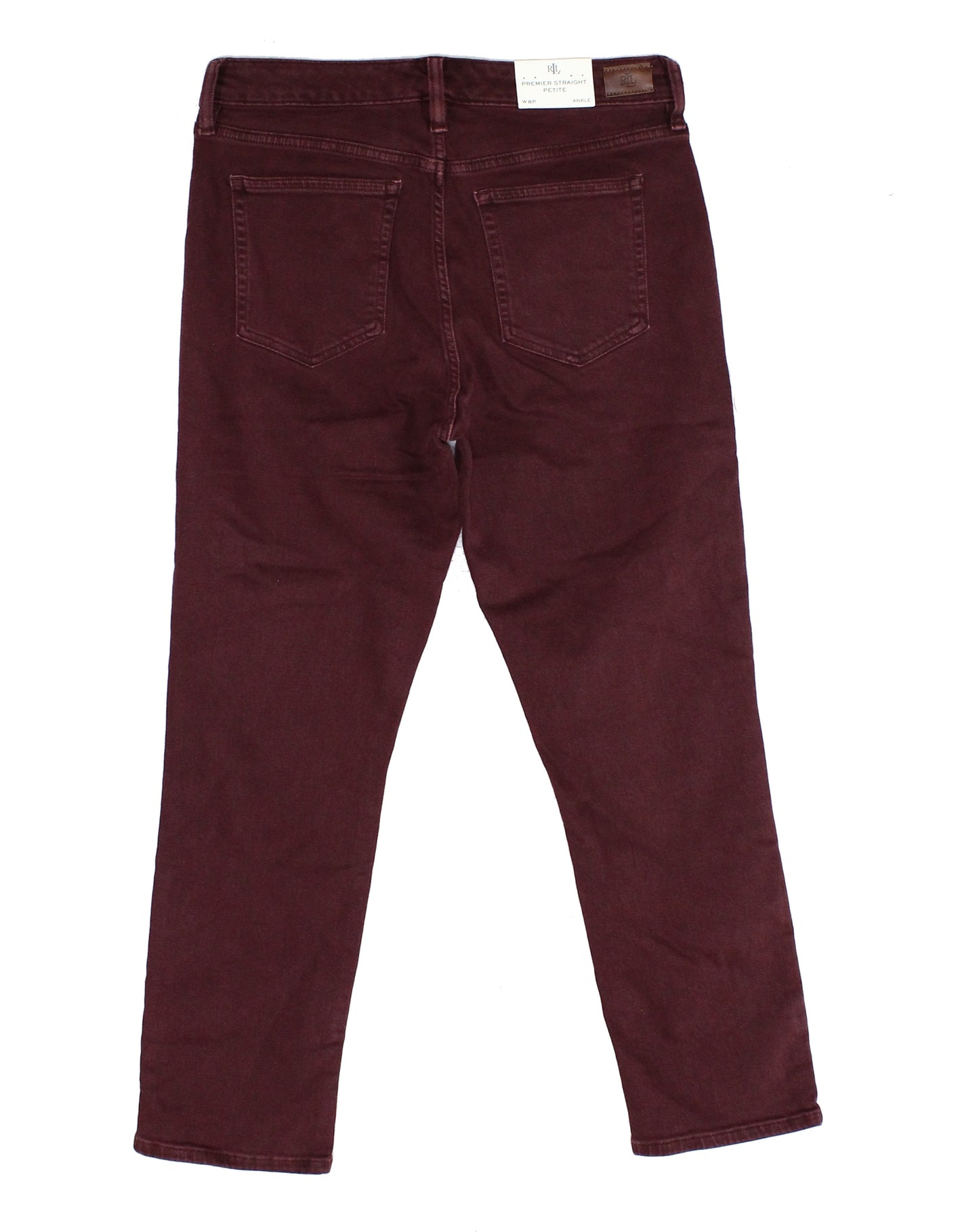 Calça reta elástica feminina Lauren Ralph, roxa, tamanho 12-P