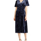Ralph Lauren Women's Short Sleeve V Neck Midi Sheath Dress Blue Size 12