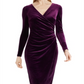 Vestido de veludo cruzado com decote em V Ralph Lauren feminino, roxo, tamanho 12