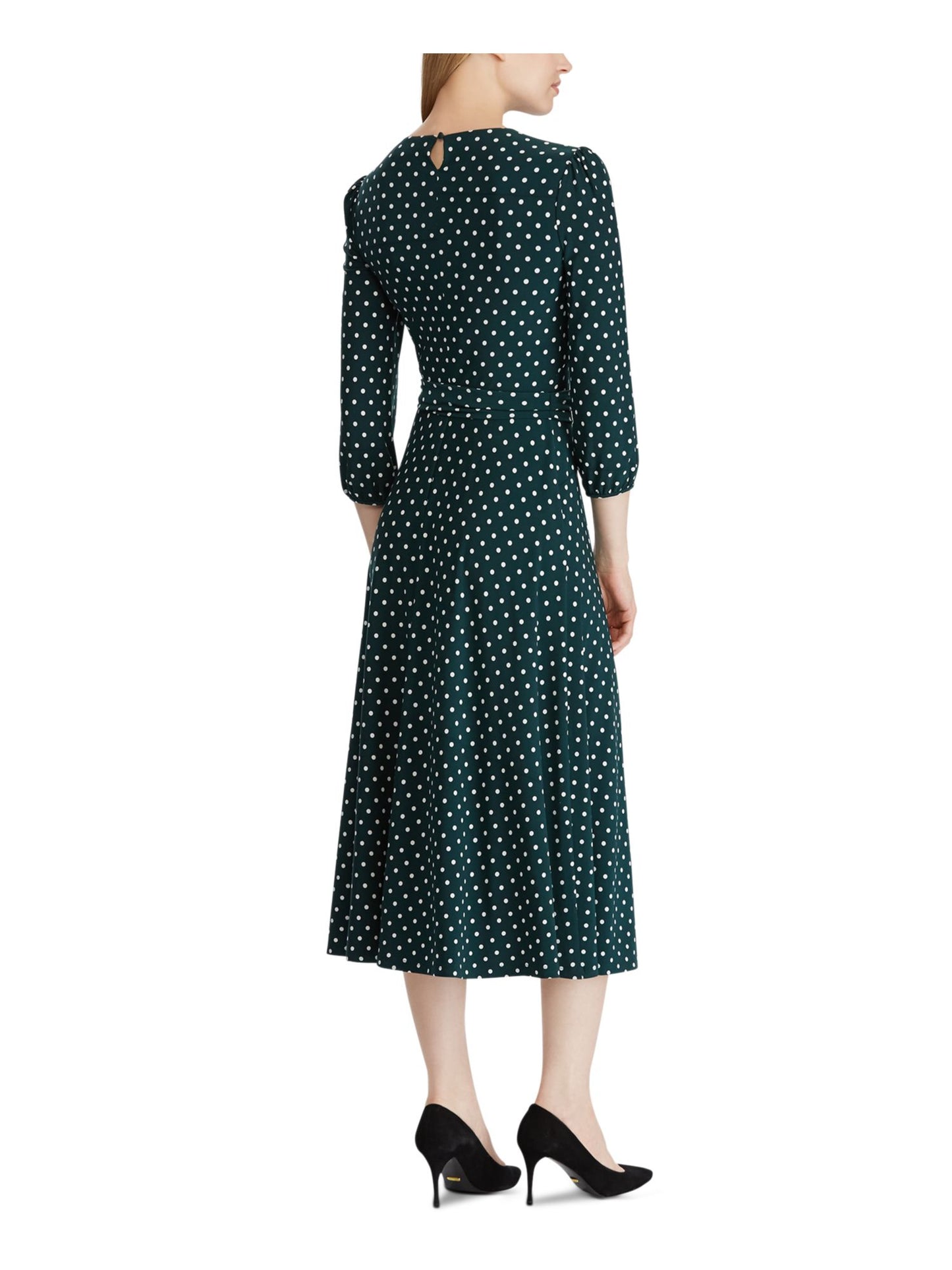 Vestido Ralph Lauren Feminino com Bolinhas e Corte A, Preto, Tamanho 6