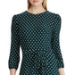 Vestido Ralph Lauren Feminino Bolinhas Cinto Verde Tamanho 8