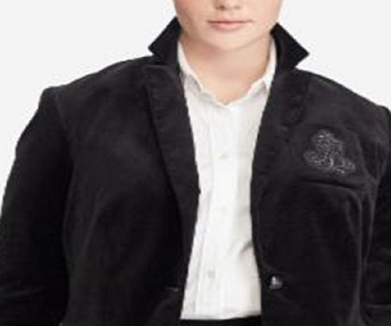 Ralph Lauren Blazer Feminino Bullion Patch Veludo Cotelê Preto Tamanho 22W