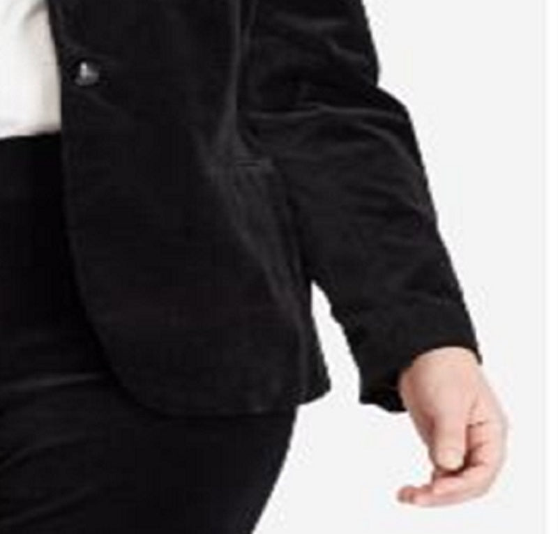 Ralph Lauren Blazer Feminino Bullion Patch Veludo Cotelê Preto Tamanho 22W