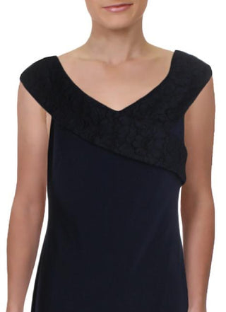 Vestido de festa feminino Ralph Lauren Claudinah com ombros de fora e renda, tamanho 8, azul