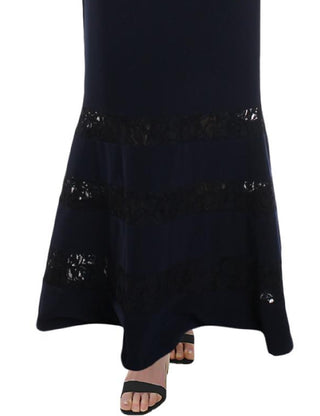 Vestido de festa feminino Ralph Lauren Claudinah com ombros de fora e renda, tamanho 8, azul