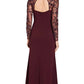 Adrianna Papell - Embellished Trumpet Long Sleeve Cutout Mesh Dress