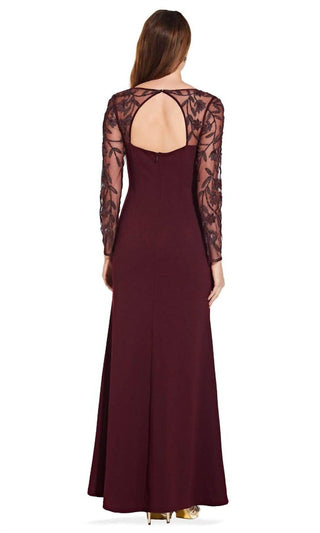 Adrianna Papell - Vestido de malha com recorte e manga comprida em formato de trompete