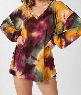 Bibi - Tie Dye Waffle Knit Top