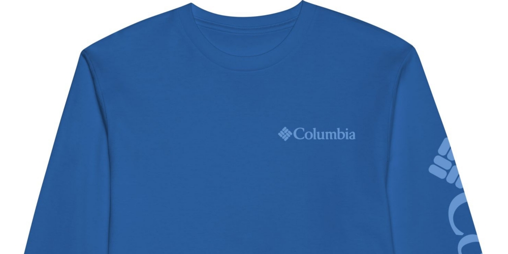 Camiseta Columbia Fundamentals Graphic Manga Longa Masculina Azul Tamanho Grande