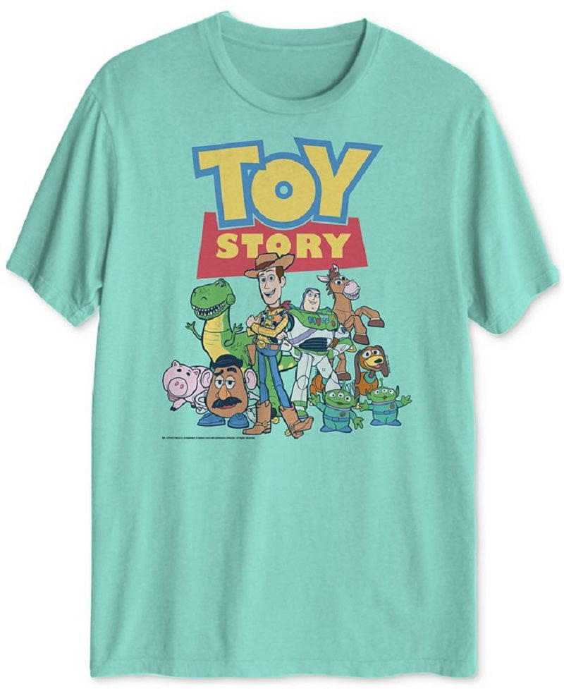 Camiseta masculina de algodão com estampa de manga curta Toy Story Andy's Gang, tamanho grande, verde