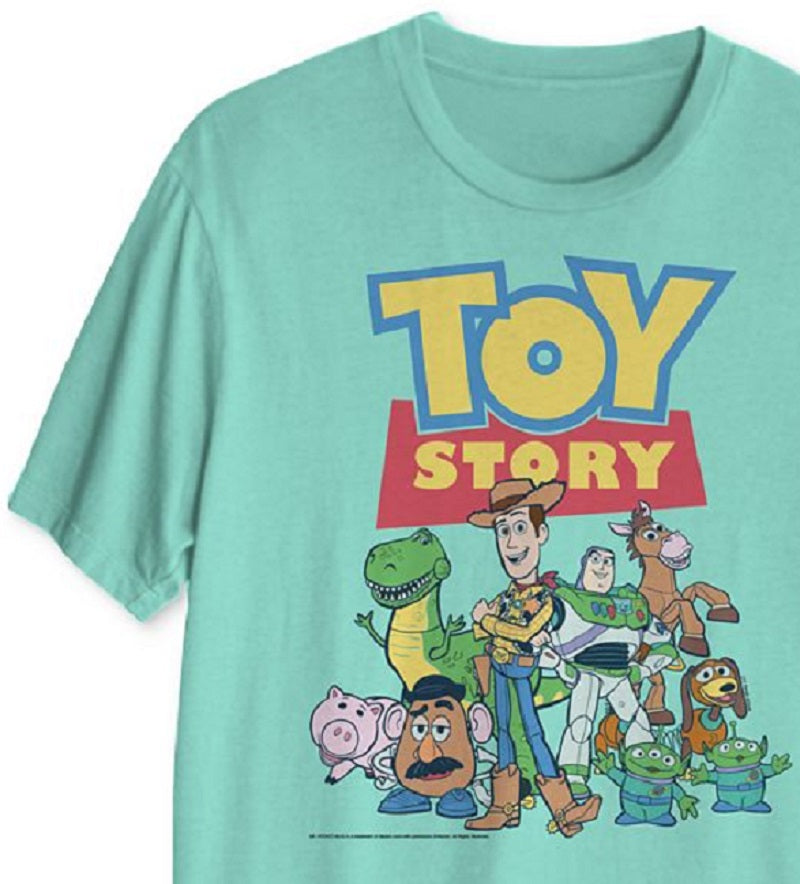 Camiseta masculina de algodão com estampa de manga curta Toy Story Andy's Gang, tamanho grande, verde