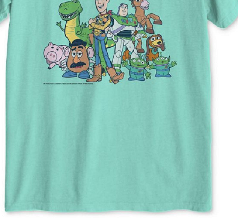 Camiseta masculina de algodão com estampa de manga curta Toy Story Andy's Gang, tamanho grande, verde