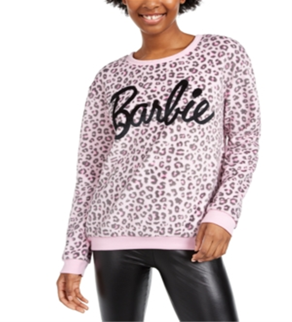 Moletom de pelúcia com estampa de leopardo da Barbie Love Tribe Junior, rosa, tamanho extrapequeno