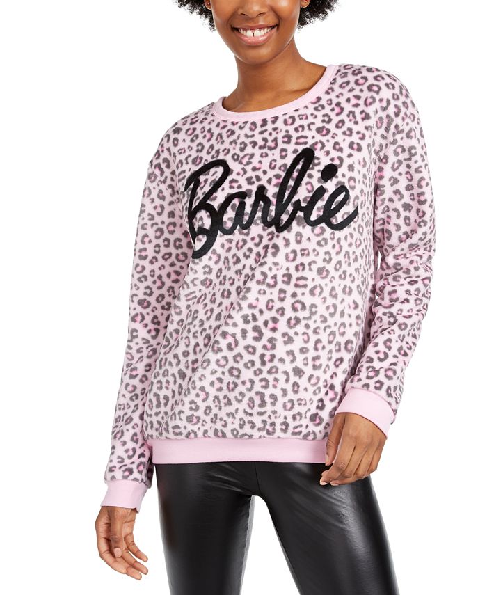 Moletom de pelúcia com estampa de leopardo da Barbie Love Tribe Junior, rosa, tamanho pequeno
