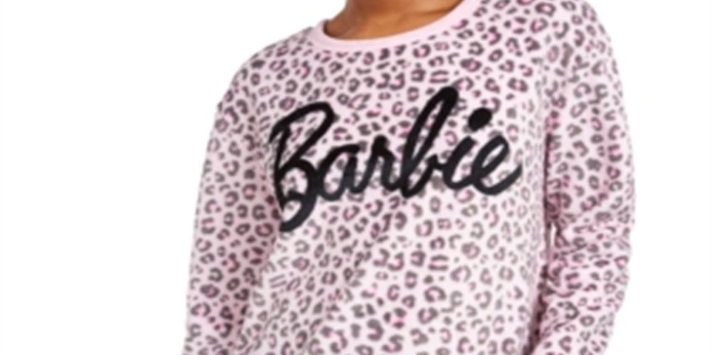 Moletom de pelúcia com estampa de leopardo da Barbie Love Tribe Junior, rosa, tamanho pequeno