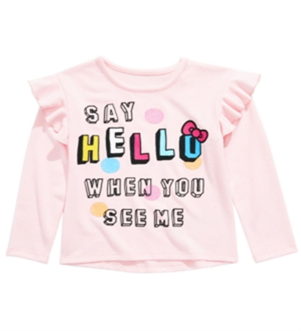 Blusa com babados Hello Kitty para meninas Say Hello, rosa, tamanho 4