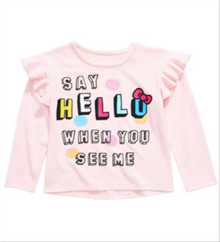 Blusa com babados Hello Kitty para meninas Say Hello, rosa, tamanho 4