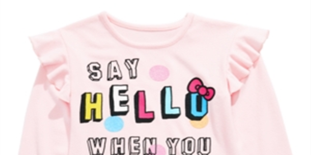 Blusa com babados Hello Kitty para meninas Say Hello, rosa, tamanho 4