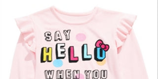Blusa com babados Hello Kitty para meninas Say Hello, rosa, tamanho 4
