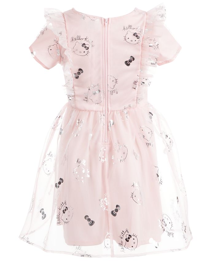 Vestido de malha com babados para meninas Hello Kitty, rosa, tamanho 5