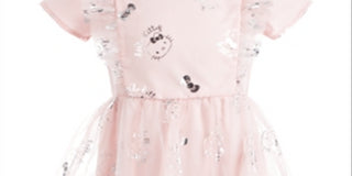 Vestido de malha com babados para meninas Hello Kitty, rosa, tamanho 5