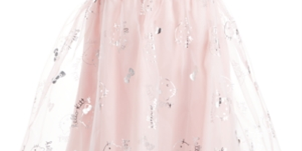Vestido de malha com babados para meninas Hello Kitty, rosa, tamanho 5