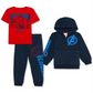 Conjunto de 3 peças de moletom com capuz e calça de moletom Marvel Little Boy Avengers, azul, tamanho 7
