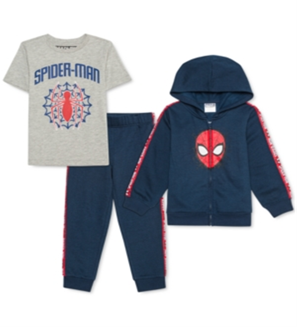 Conjunto de 3 peças de moletom com capuz e calça de moletom do Homem-Aranha da Marvel para meninos, tamanho 4, azul