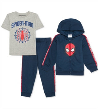Conjunto de 3 peças de moletom com capuz e calça de moletom do Homem-Aranha da Marvel para meninos, tamanho 4, azul