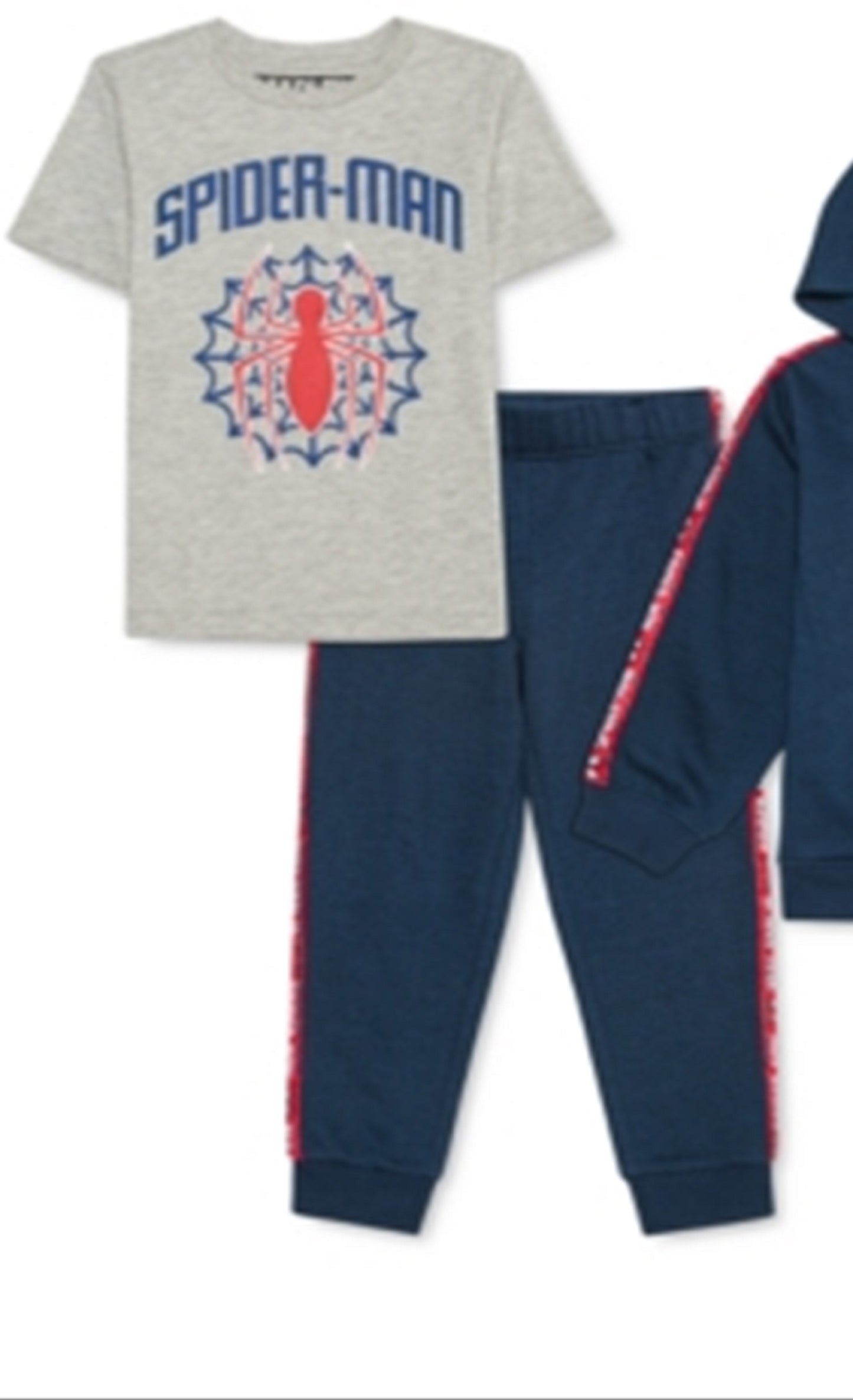 Conjunto de 3 peças de moletom com capuz e calça de moletom do Homem-Aranha da Marvel para meninos, tamanho 4, azul