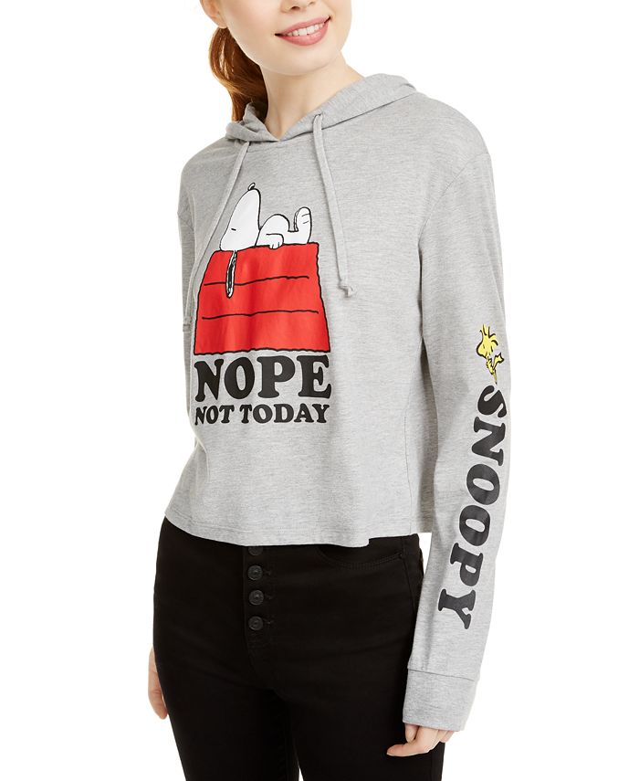 Moletom com capuz estampado Snoopy Peanuts Junior cinza tamanho X-S