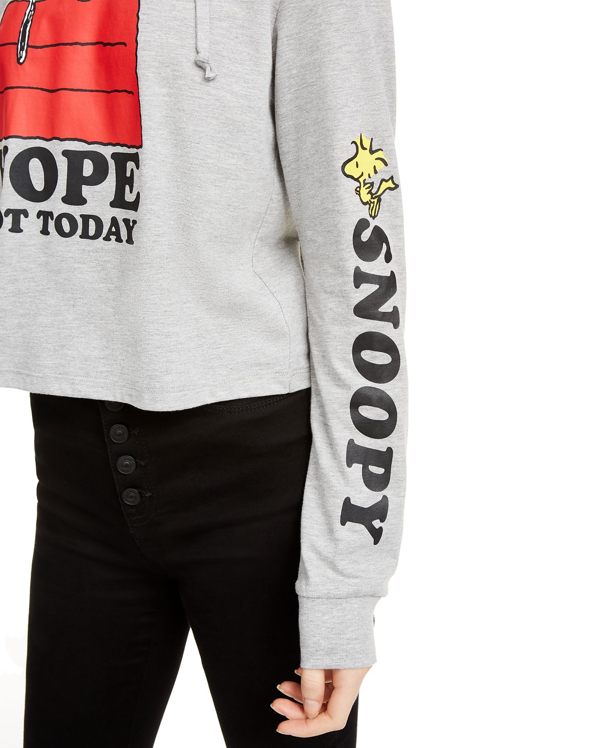 Moletom com capuz estampado Snoopy Peanuts Junior cinza tamanho X-S