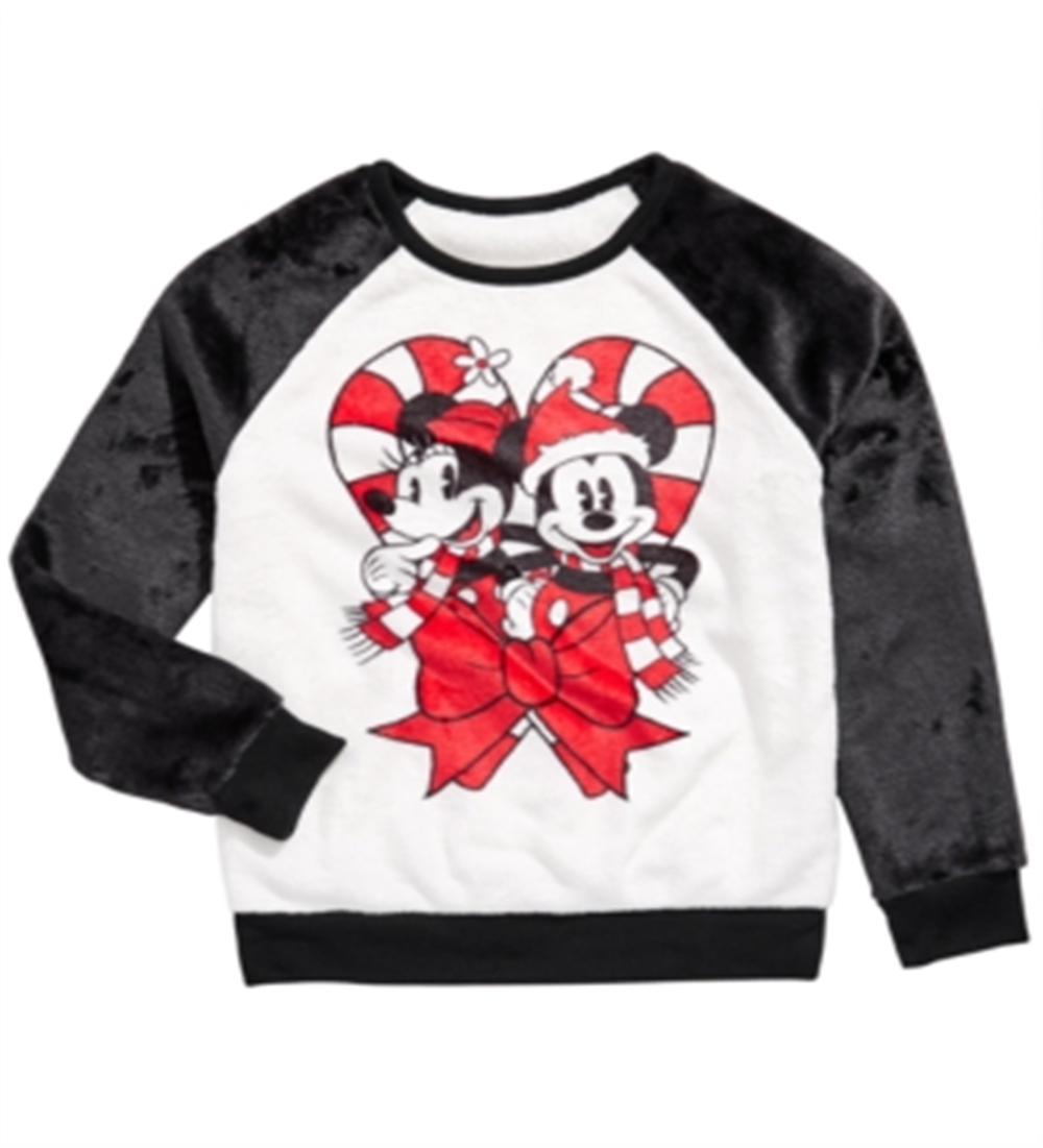 Moletom Mickey e Minnie Mouse Candy Cane da Disney Big Girl, branco, tamanho G