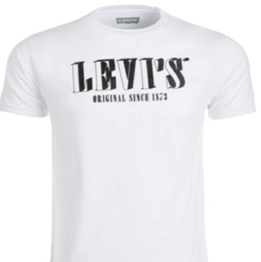 Camiseta Levi's Masculina de Algodão com Logotipo Holoceno, Branca, Tamanho Médio