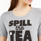 Camiseta estampada Love Tribe Junior Spill the Tea, cinza, tamanho extragrande
