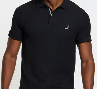 Camisa polo masculina Nautica, feita de forma sustentável, preta, tamanho pequeno
