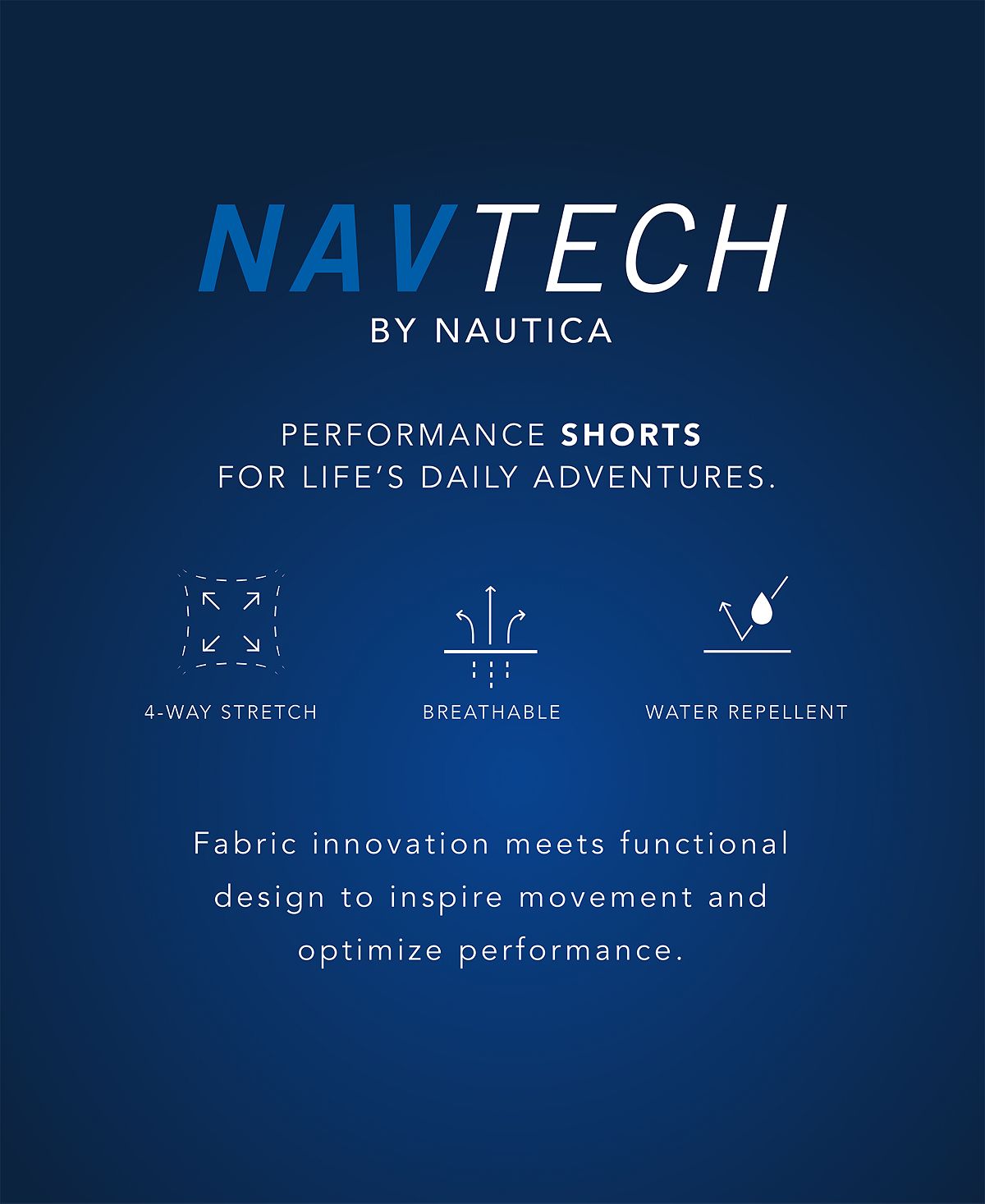Shorts Nautica Navtech Performance Stretch Masculino Azul Tamanho 38