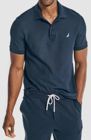 Camisa polo masculina Nautica, modelo Classic Fit, convés, azul, tamanho médio