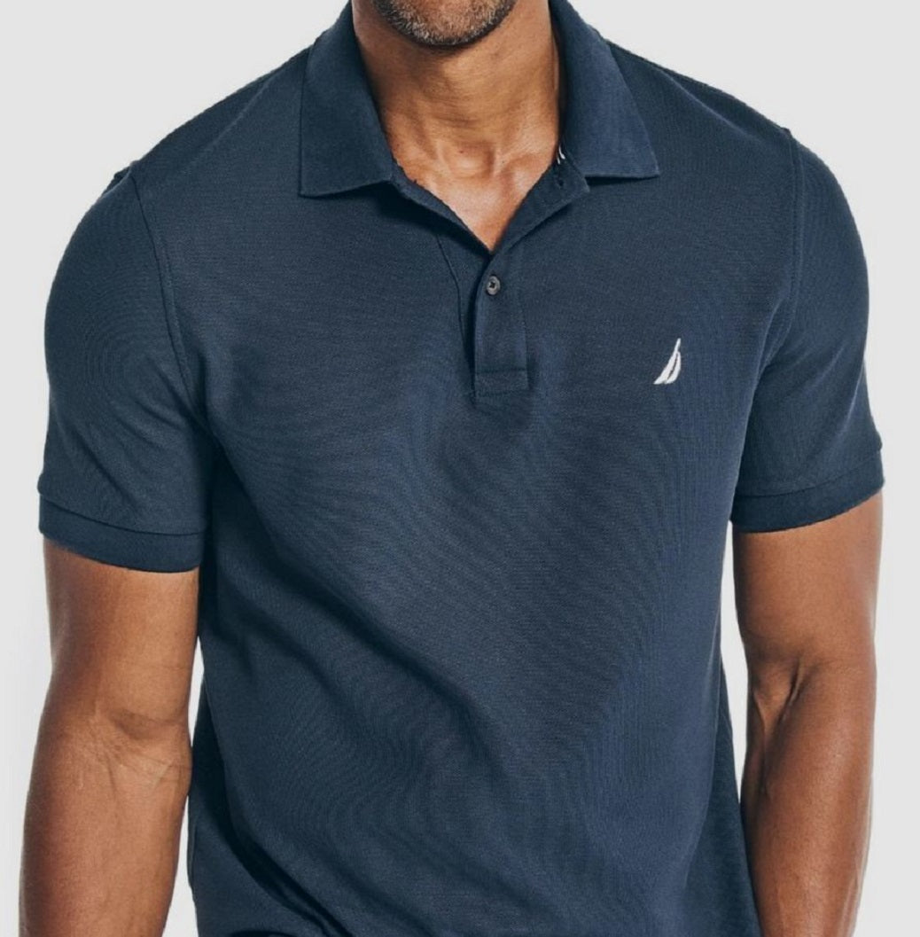 Camisa polo masculina Nautica, modelo Classic Fit, convés, azul, tamanho médio