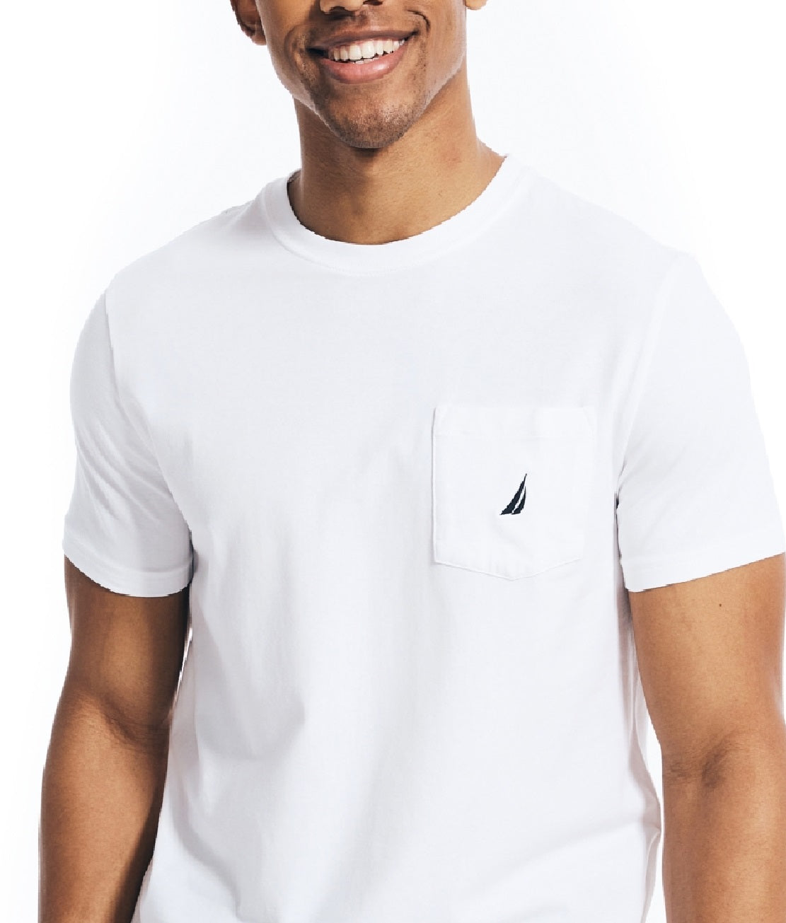 Camiseta masculina Nautica Classic Fit Solid com gola redonda e bolso, branca, tamanho XXX-G