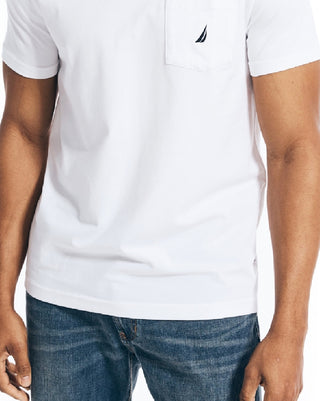 Camiseta masculina Nautica Classic Fit Solid com gola redonda e bolso, branca, tamanho XXX-G
