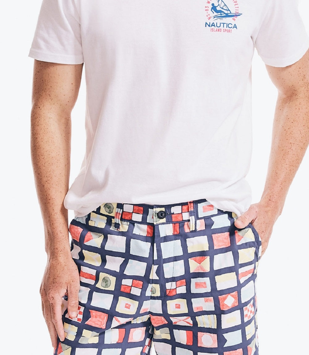 Camiseta gráfica com logotipo Nautica Island Sport Windsurf masculina, branca, tamanho XXX-G