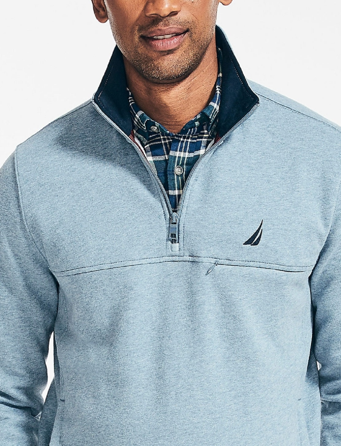 Moletom Nautica Masculino J Class Classic Fit com Zíper 1/4 Azul Tamanho P