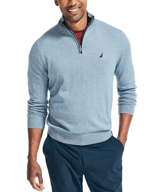 Jersey Nautica Masculino de Malha com Zíper em Quarto e Ajuste Clássico Azul Tamanho XX-G