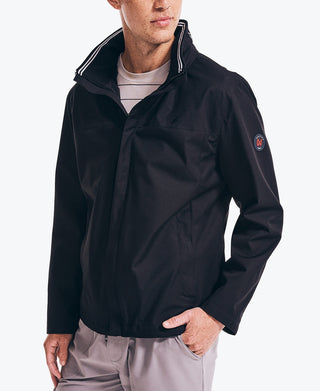 Jaqueta bomber com capuz masculina Nautica, preta, tamanho XX-G