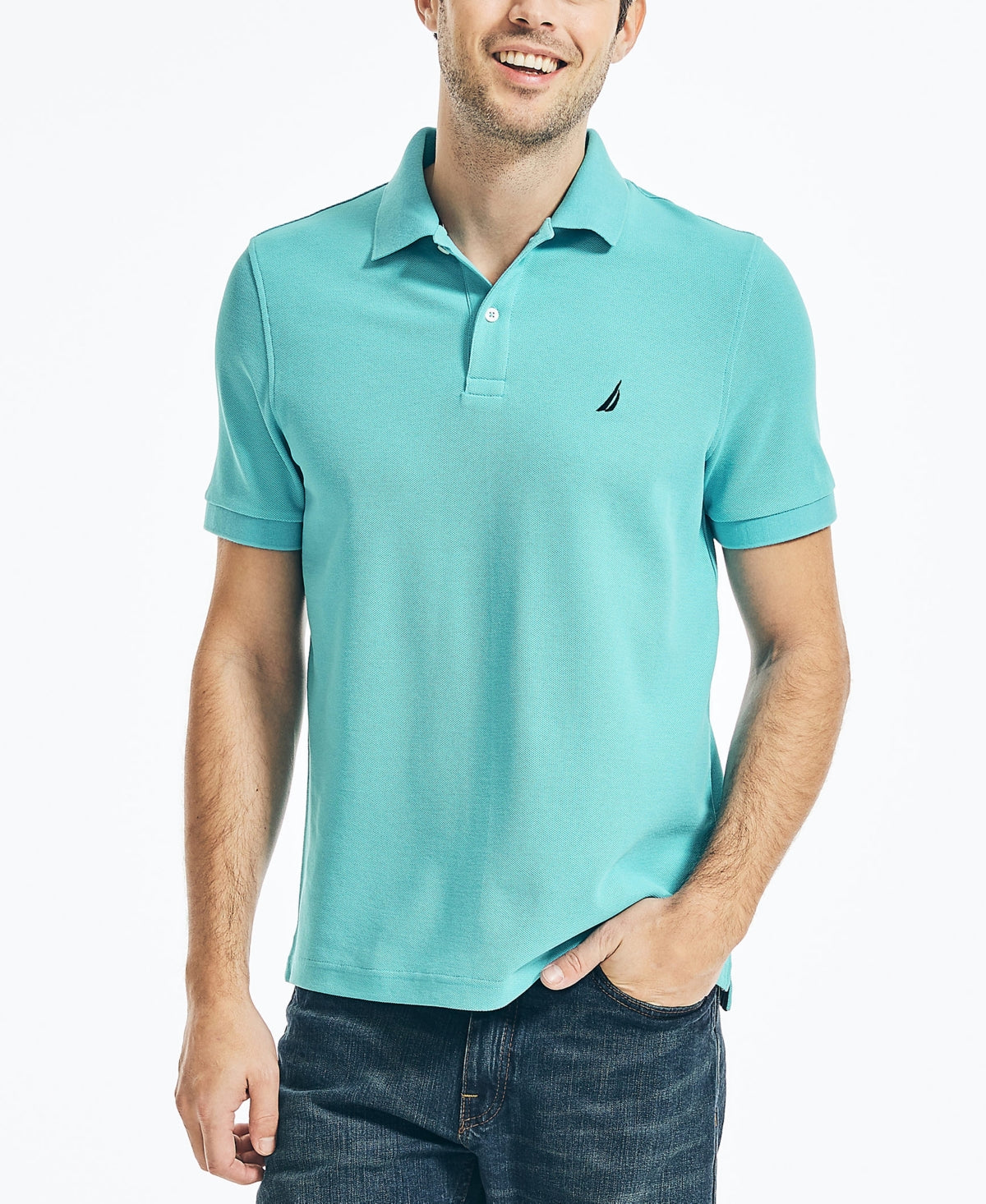 Camisa polo masculina Nautica, modelo Classic Fit, convés, azul, tamanho X-G