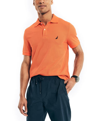 Camisa polo masculina Nautica Classic Fit, convés, laranja, tamanho médio, elaborada de forma sustentável