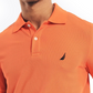 Camisa polo masculina Nautica Classic Fit, convés, laranja, tamanho médio, elaborada de forma sustentável