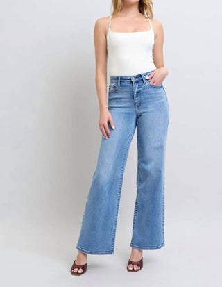 Judy Blue - Calça jeans larga tamanho grande com bolsos