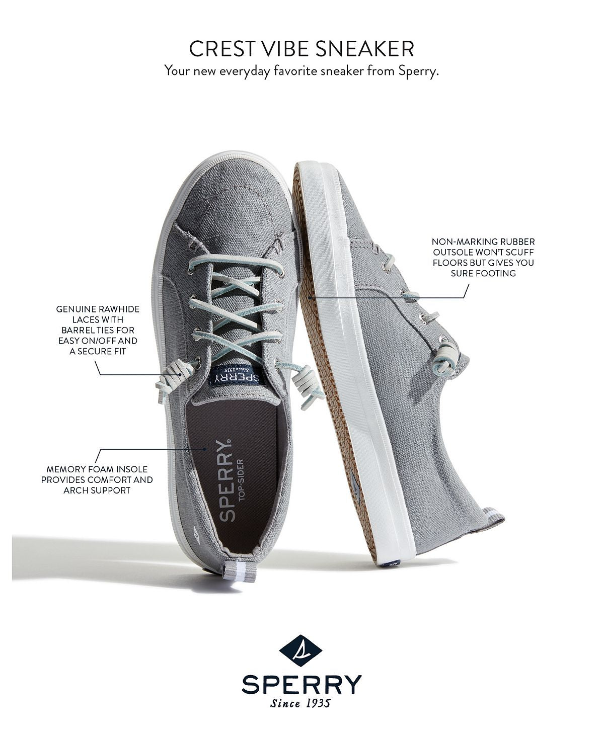 Tênis Sperry Top Sider Crest Vibe Feminino Cinza Tamanho 6 M